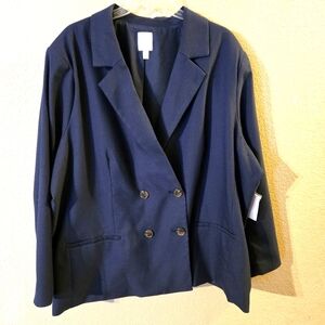 LC Lauren Conrad Womens Plus New Blue Double Breasred Blazer Size 3X Seaborne
